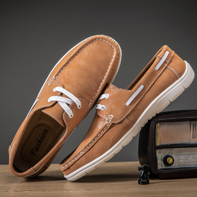 Men's Versatile Low Cut Frosted Cowhide Single Shoes foto 3