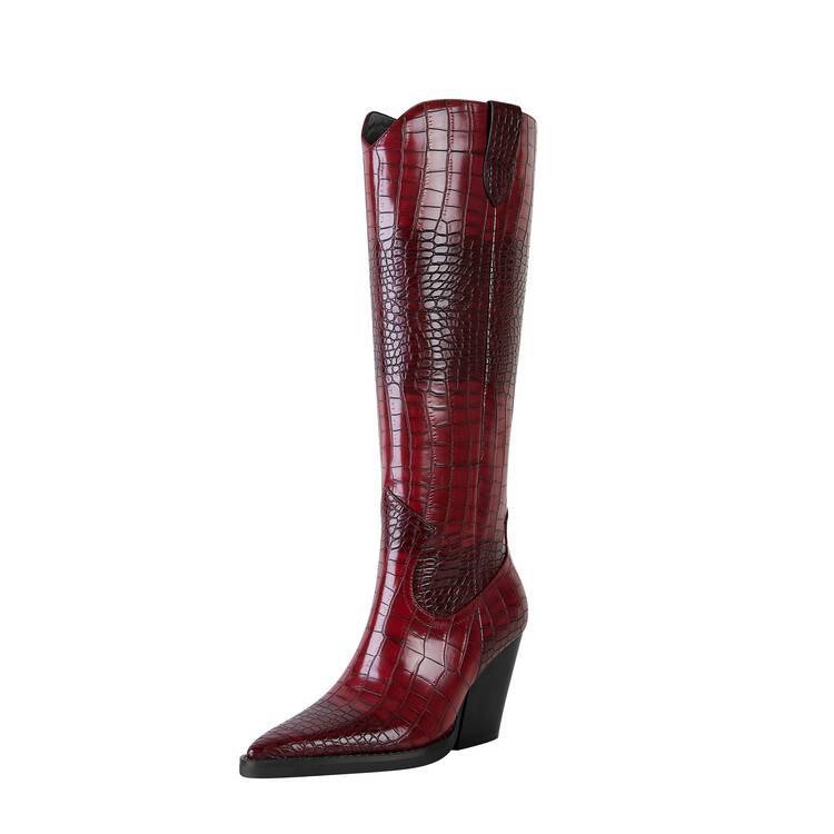 Retro Pointed Stone Pattern Thick Heel Simple Pointed High Heel Shoes foto 3