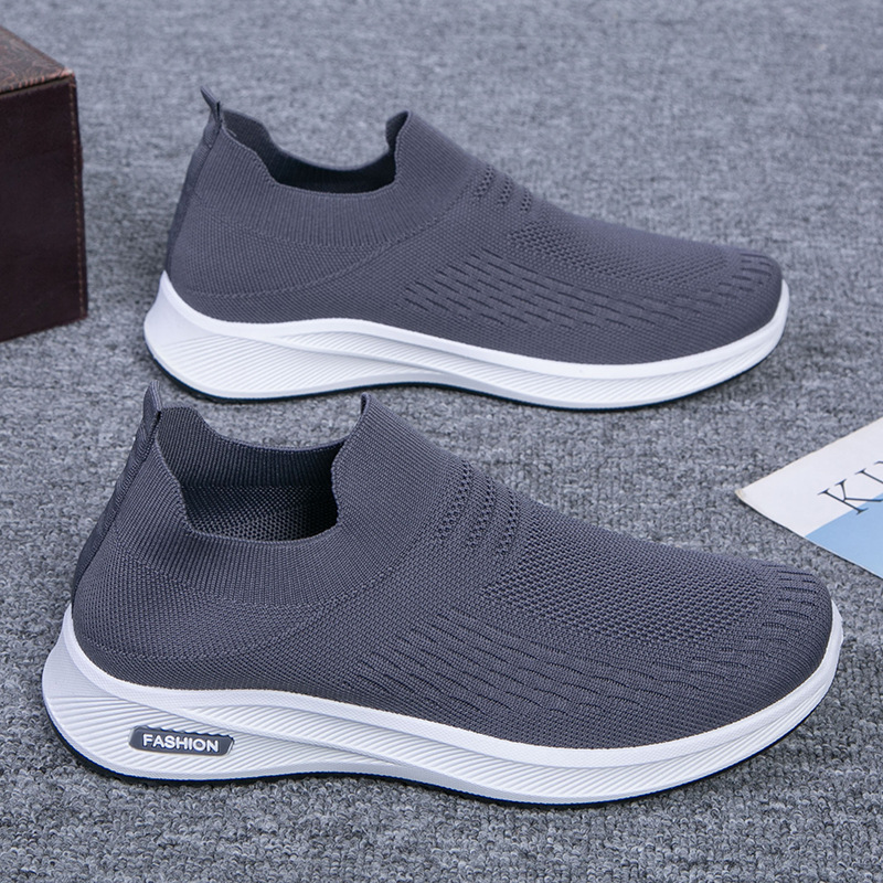 Spring New Breathable Flyknit Slip-on Mens Running Sneakers foto 5