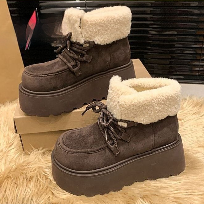 Short Fleece-linedHeight-increasing Snow Boots With A Chunky Sole And A Roomy Toe Box foto 5