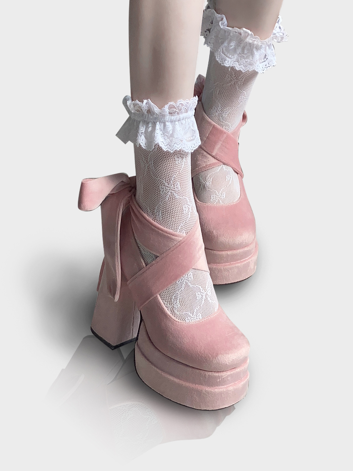 Women's Fashion Cross Lace-up Mary Jane High Heels foto 3
