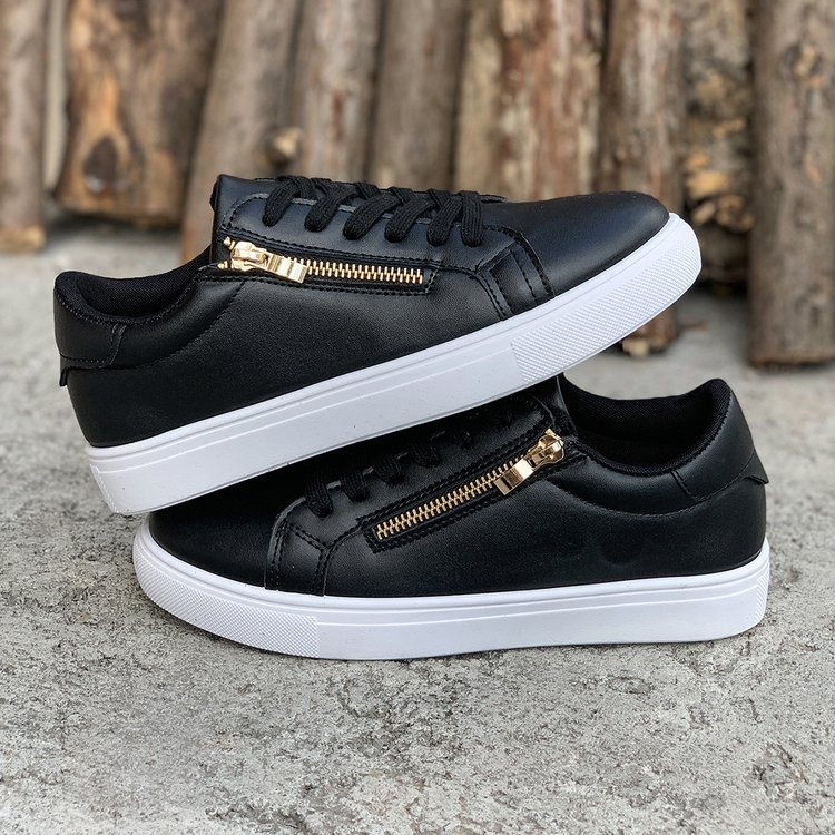 Women's Versatile Leather Side Zipper Casual Sports Shoes foto 5