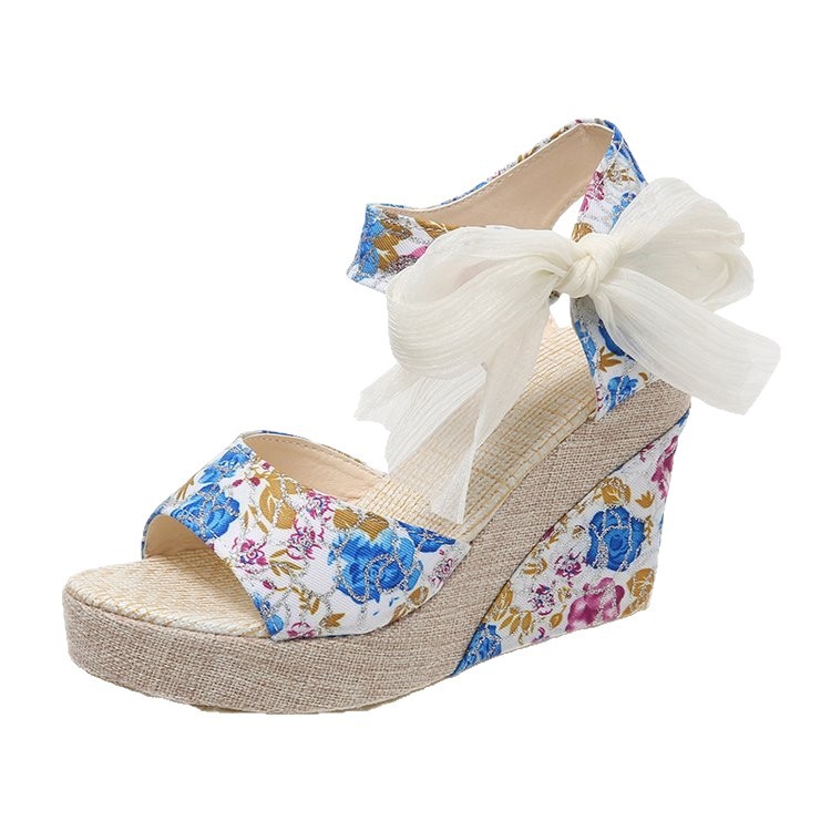 Women's Denim Cross Buckle Sandals foto 5