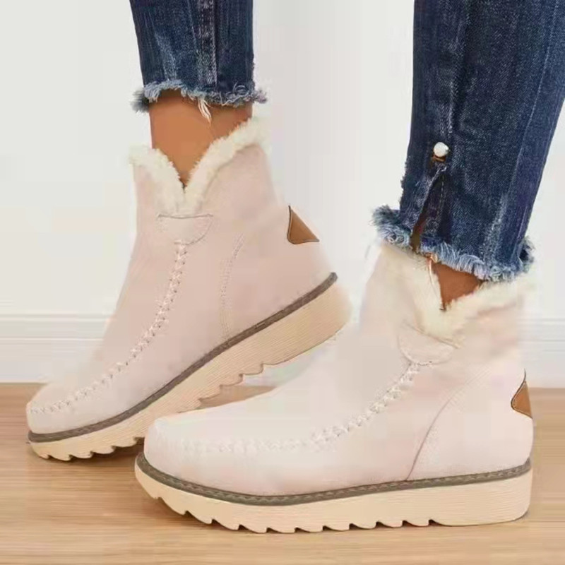 Thick Bottom Pure Color Warm Keeping Suede Snow Boots Women's Retro Cotton Boots foto 4