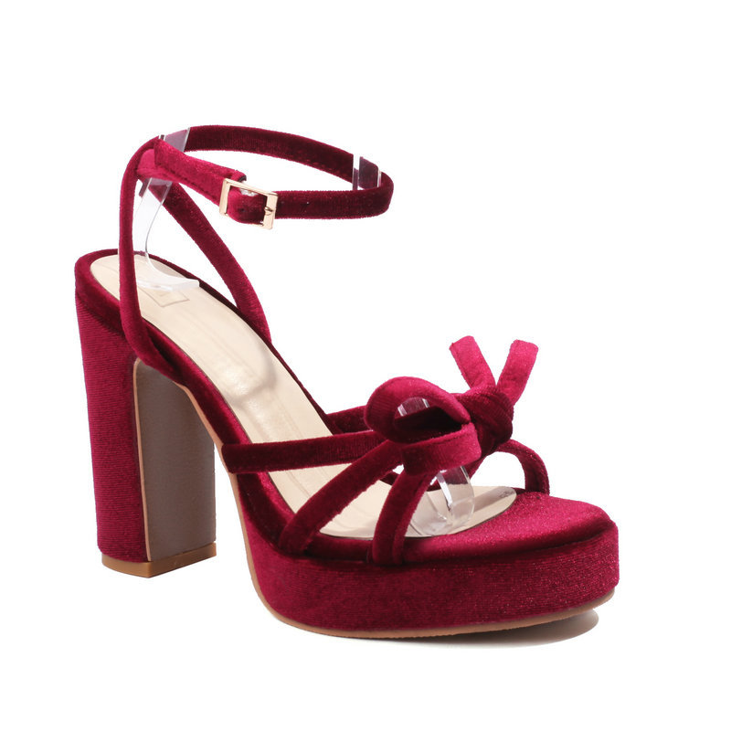 French-style Open-toe Block-heel Sandals With A Bow-cutout Strappy Design foto 3