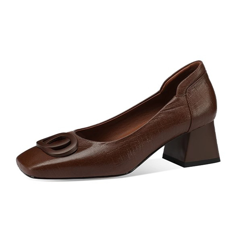 Womens Versatile Leather Mary Jane High-heeled Shoes foto 5