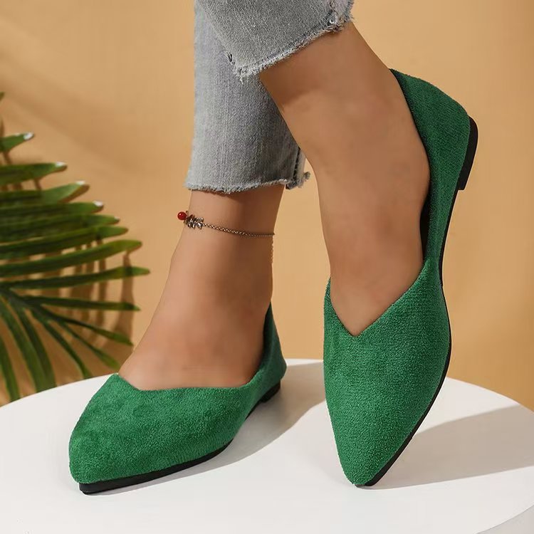 Suede Flat Large-size Womens Shoes European And American Style Pointed-toe Flat Sole foto 2