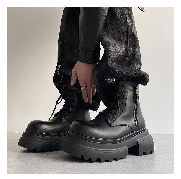 Autumn And Winter Leather Martin Boots High-top Leather Shoes Men's Shoes Fleece-lined foto 3