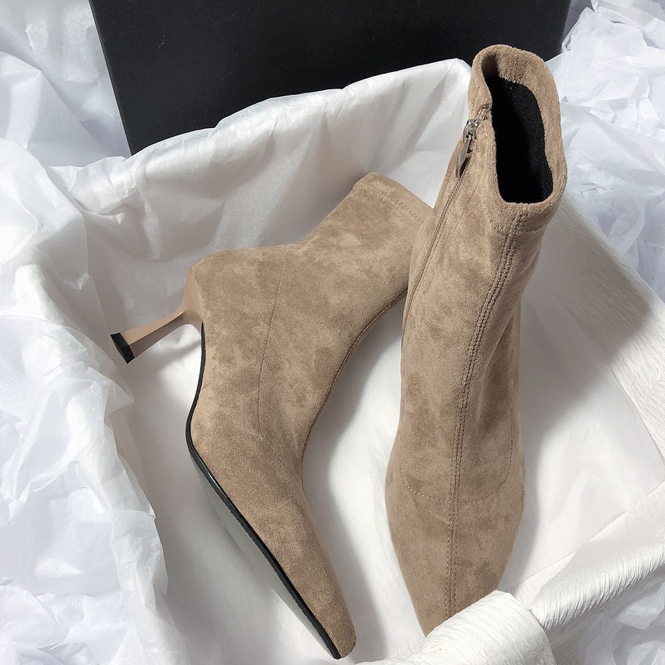 New High-heel Fashion Versatile Pointed Toe Slim Heel Simple Commuting Ankle Boots For Women foto 3