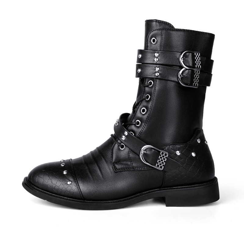 Middle Tube Leather Boots Ceremonial Motorcycle Men's Martin Performance foto 4