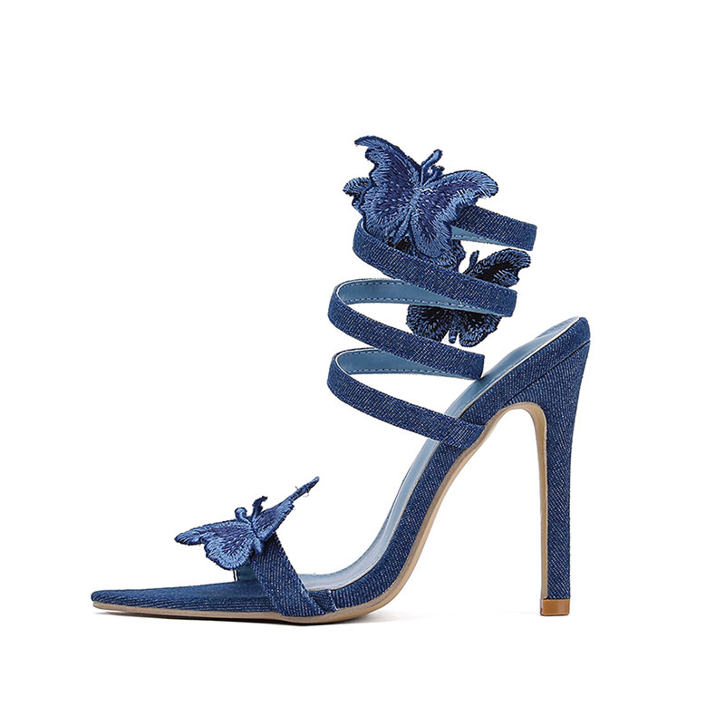Women's Summer Pointed Toe Open Toe Bow Snake-shaped Roll French Style Women's High Heels foto 2