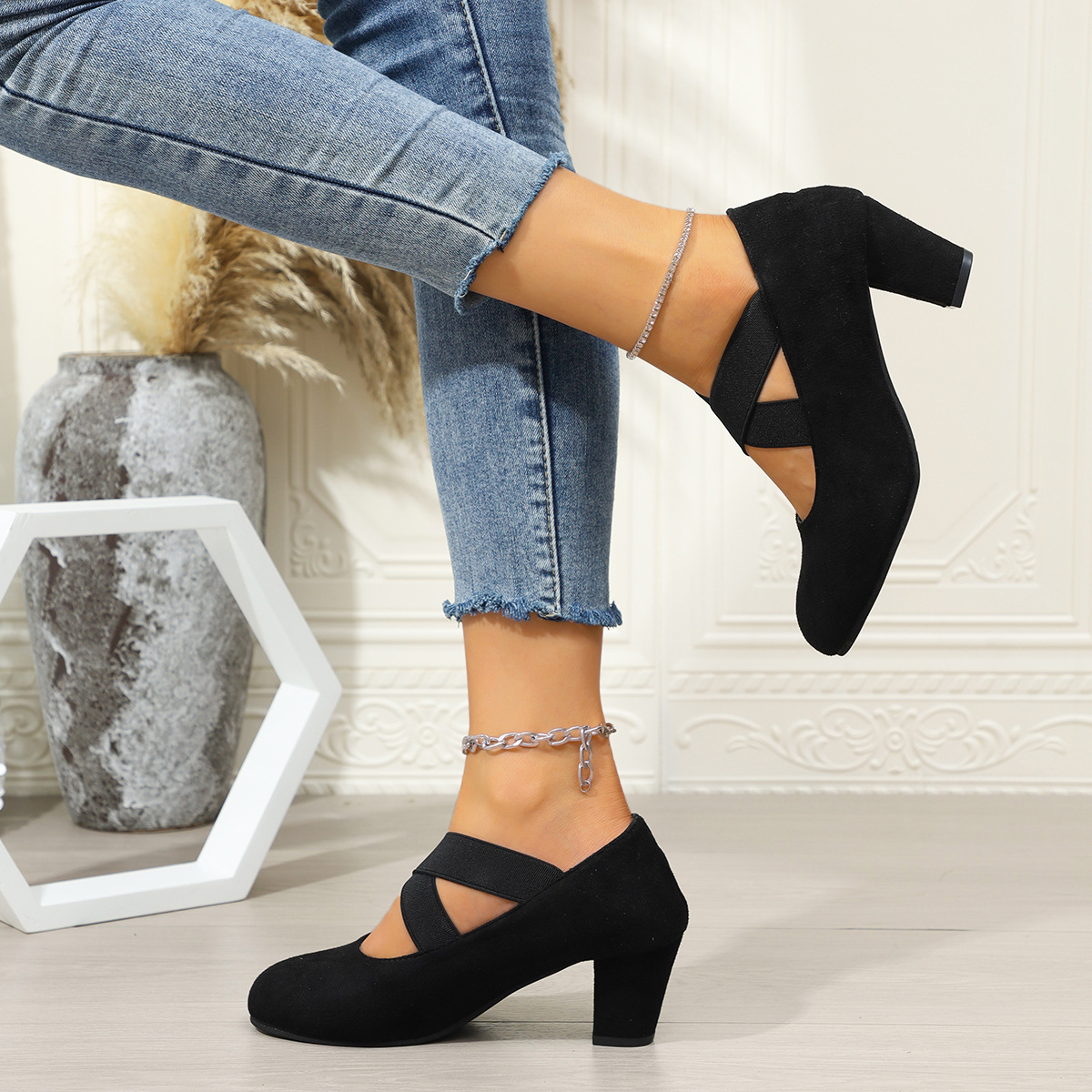 Arrival French-style Elegant Chunky-heel Large-size Pumps For Women foto 3