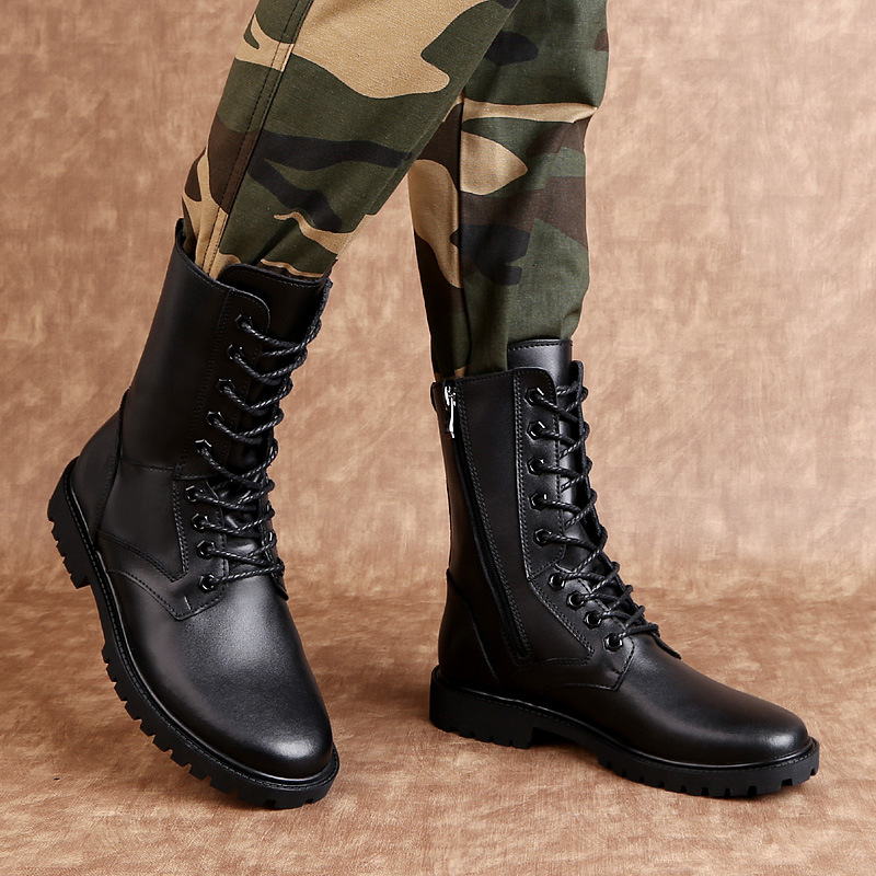 Men's Zipper High Top British Soft Sole Leather Martin Boots foto 2