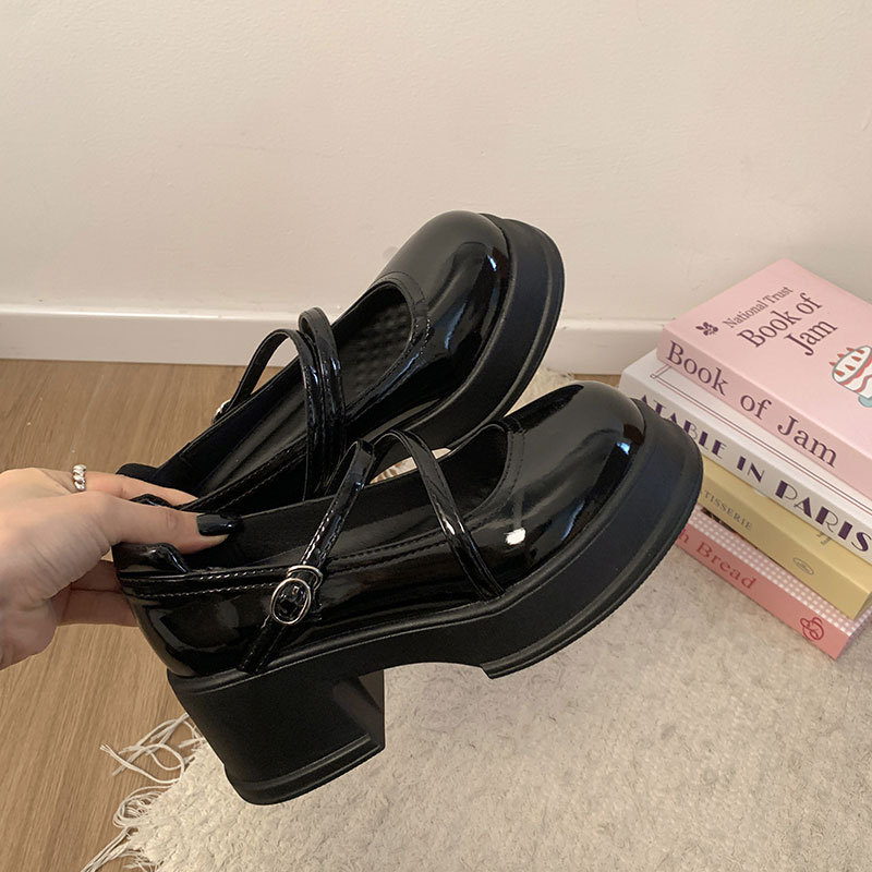 Black Japanese Sweet Cool Style Jk Leather Shoes For Women foto 4