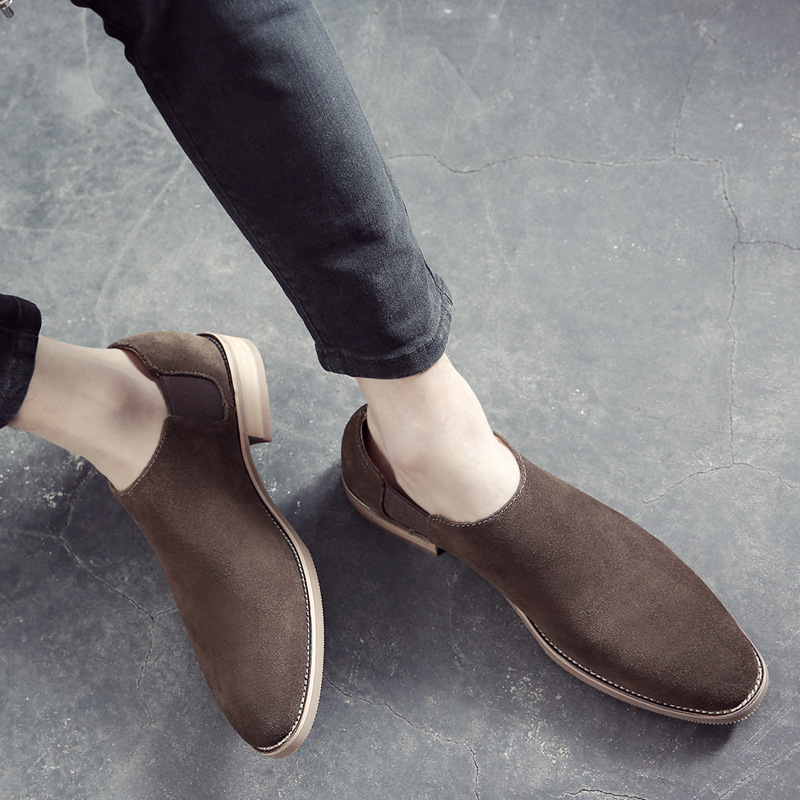 Korean Style Pointed Casual Shoes British Style Retro Suede foto 2