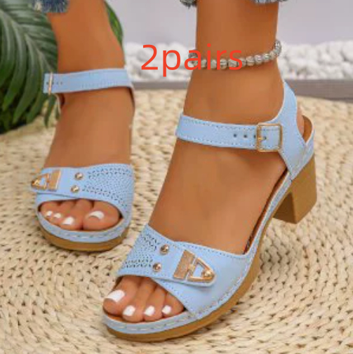 Chunky-heel Large-size High-heeled Sandals For Women Casual And Comfortable foto 3