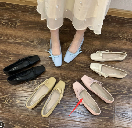 Milk-yellow Square-toe Low-cut Gentle Pumps foto 2