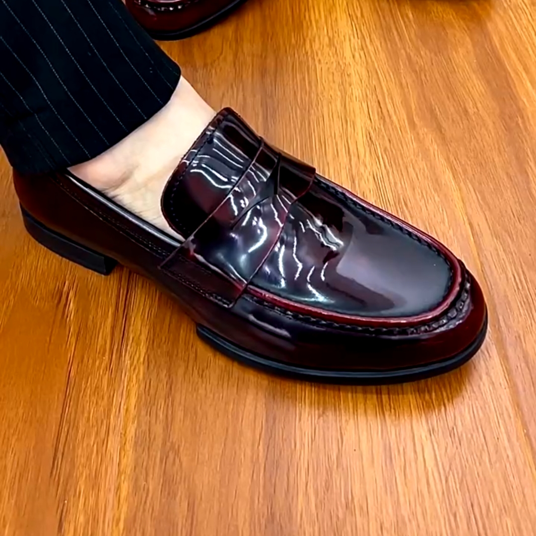 Men's Glossy Pure Leather Business Fashion Leather Shoes foto 4