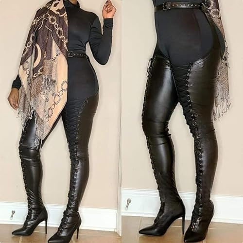 Womens Pointed-ToeWaist-High Side-Zip Stiletto Over-the-Knee Fashion Boots foto 3