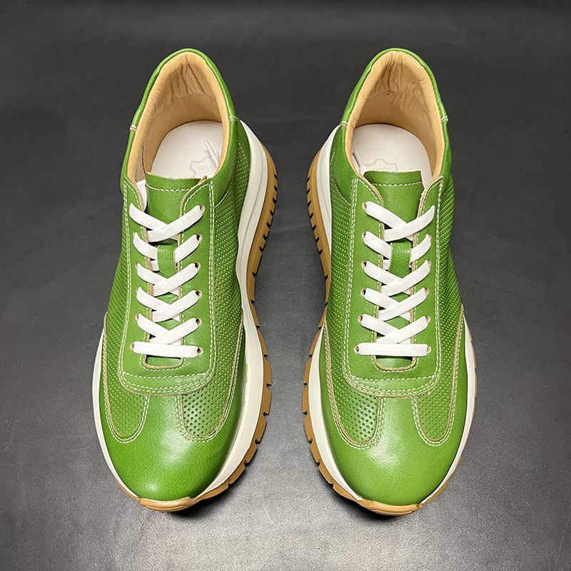 Genuine Leather Breathable Hollow Men's High-end Platform Casual Leather Shoes foto 5