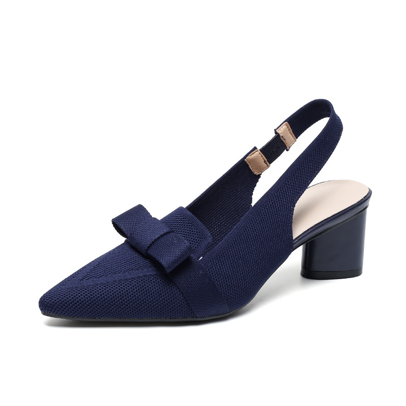 Closed Toe Bow Solid Color Summer High Heel Sandals Women Back Strap foto 5