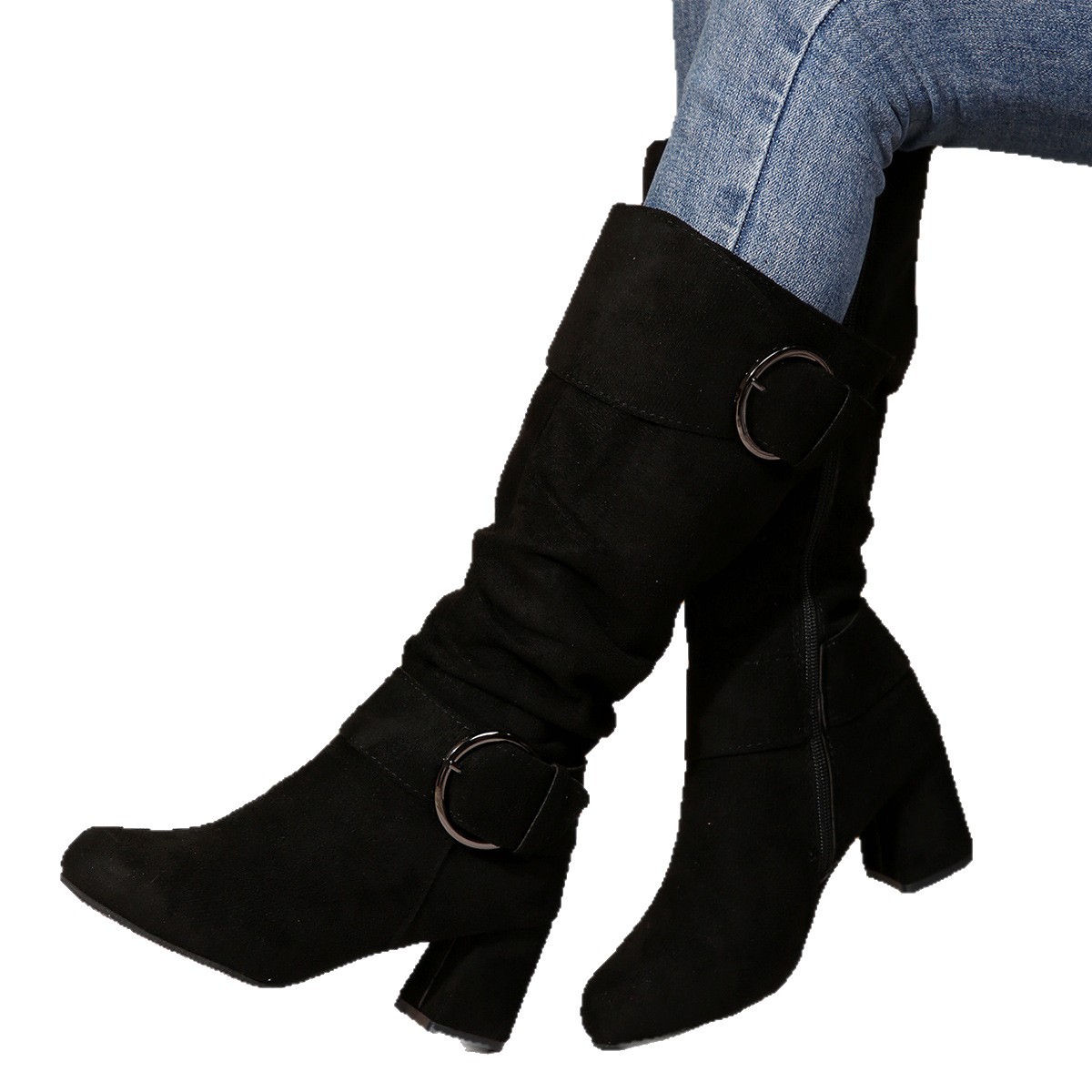 Beltbuckle Chunkyheeled Midcalf Boots foto 3