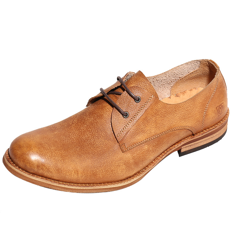 European And American Men's Round Toe Breathable Simple British Style Retro Distressed Shoes foto 4