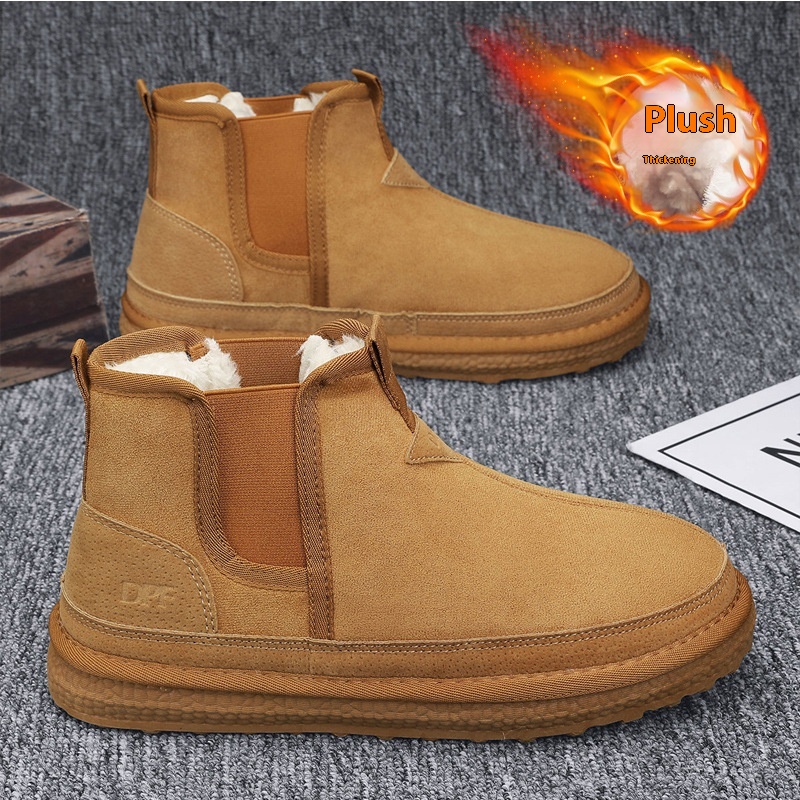 Winter Fleece Snow Boots Round-toed Flat Shoes Casual Warm Sports Shoes Men Ankle Boot foto 5