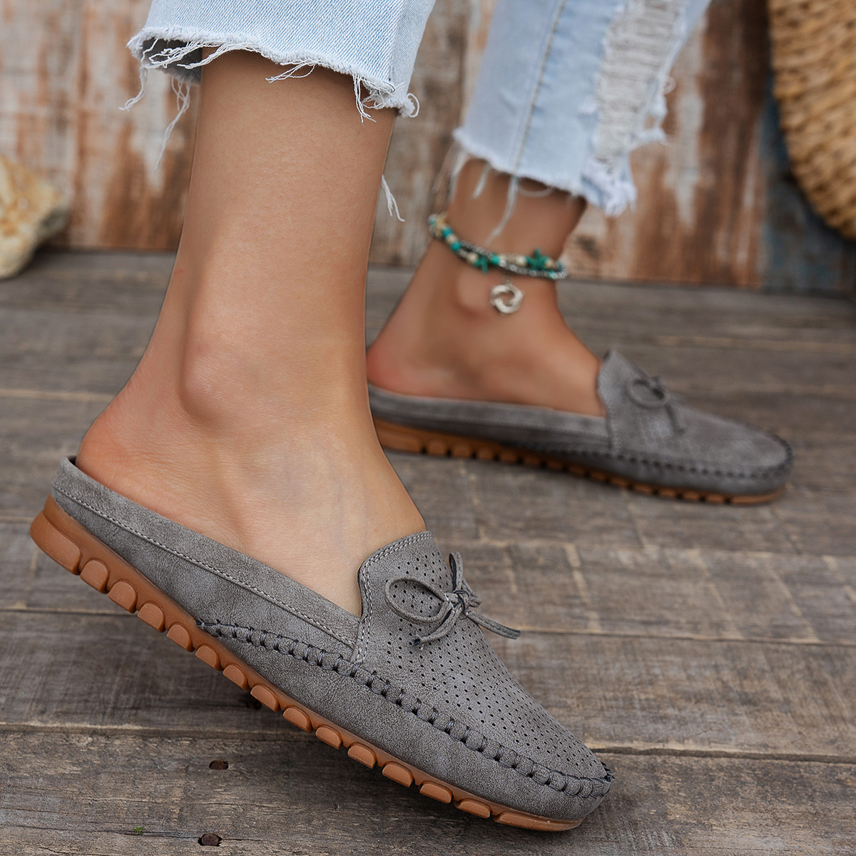 Plus Size Solid Color Womens Flat Loafers foto 5