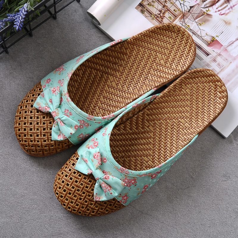 Indoor Non-slip Thick-soled Floor Linen Slippers foto 2
