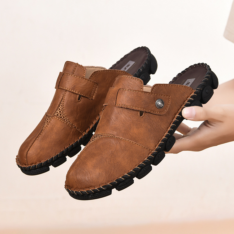 Summer Outdoor Men's Half Slippers Casual Lazybones' Shoes Fashion Handmade Stitching foto 4