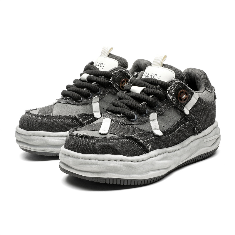Special-interest Design 7cm Invisible Height Increasing Distressed Dissolved Board Shoes foto 3
