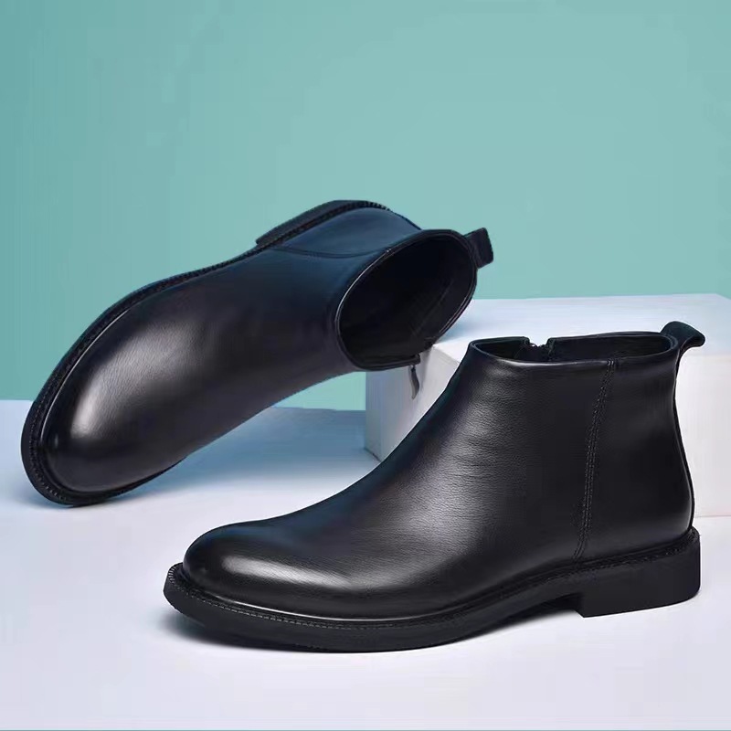 Men's Leather Shoes Solid Color Chelsea Boots foto 4