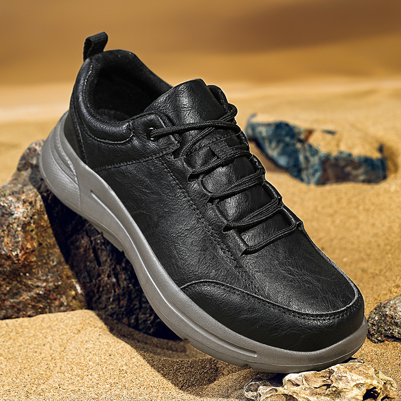 Mens Low-Top Round-Toe British-Style Fashion Leather Sneakers For Sports And Casual Wear foto 2