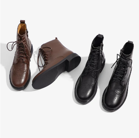 British-style Lace-up Vintage French-style Ankle Boots foto 4