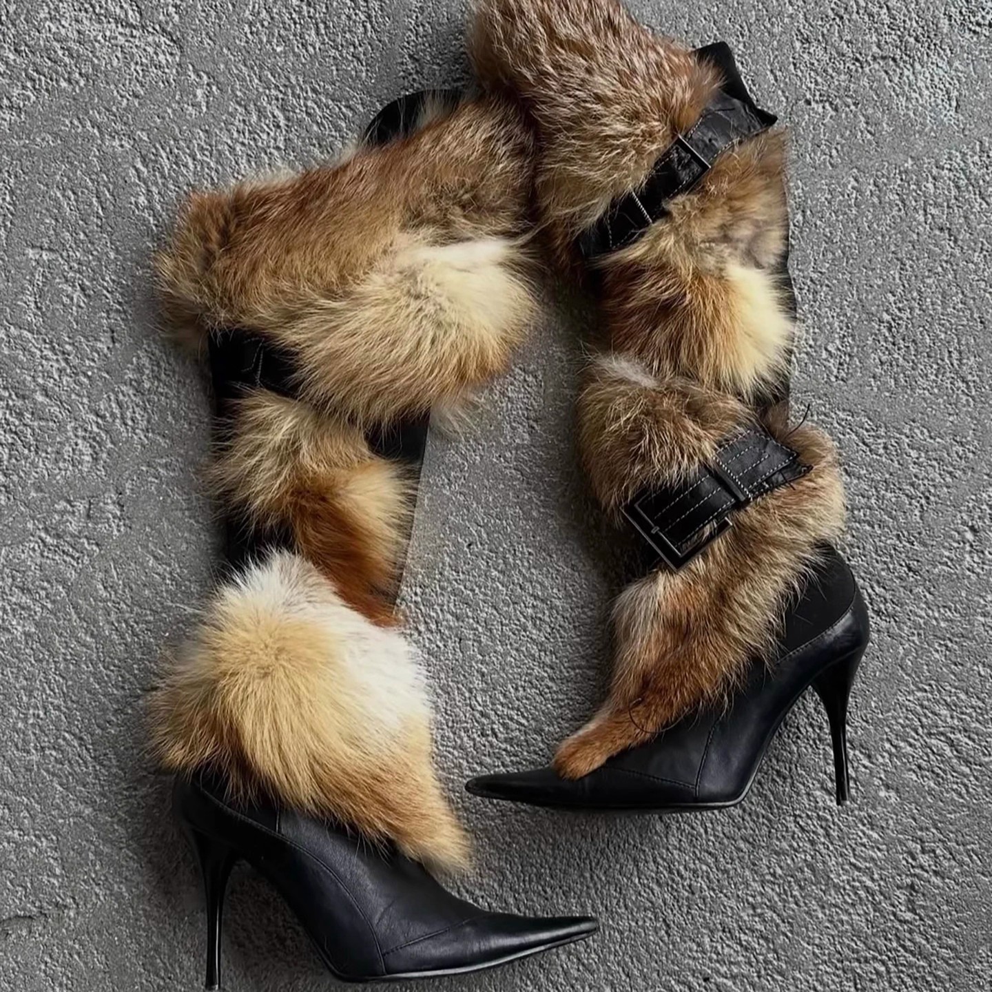 Trendy Y2K-style Fluffy Stiletto Thigh-high Boots foto 4