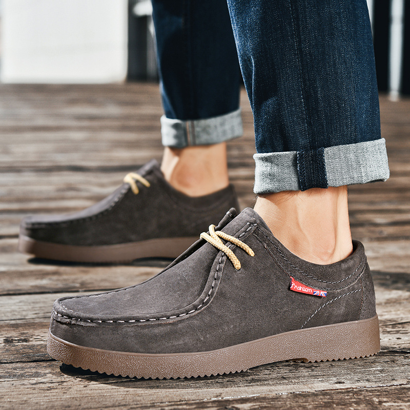 Outdoor Versatility For Traveling Suede British Style Leather Sneakers foto 5