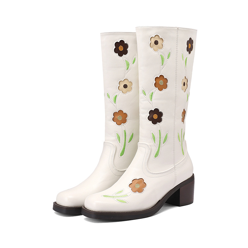 Womens Western Boots With Floral And Embroidery Details foto 3