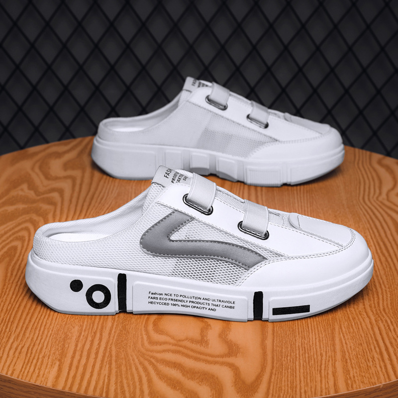 Mesh Half Slippers Men's Breathable Closed Toe Shoes foto 3