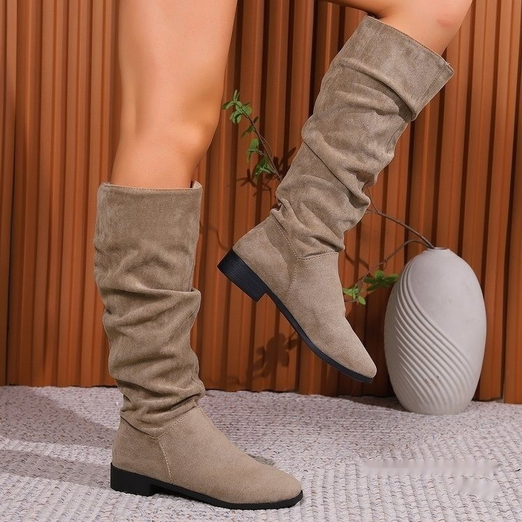 Plus Size Casual Suede Chunky Heel Boots foto 5