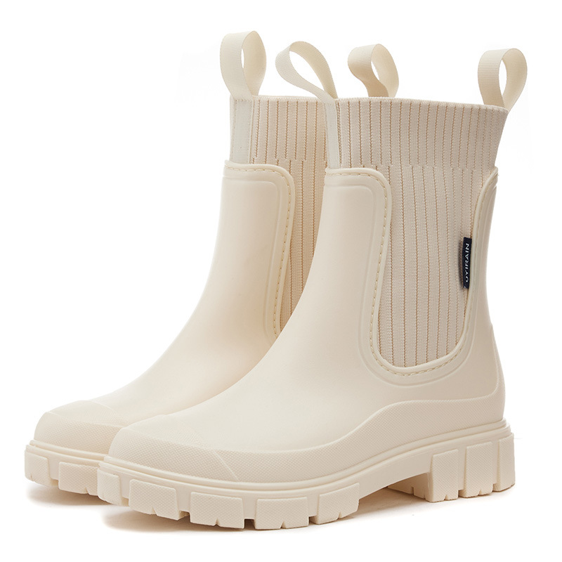 Wear-resistant Height Increasing Waterproof Non-slip Outdoor Wearable Elastic Band Women's Rain Boots foto 3