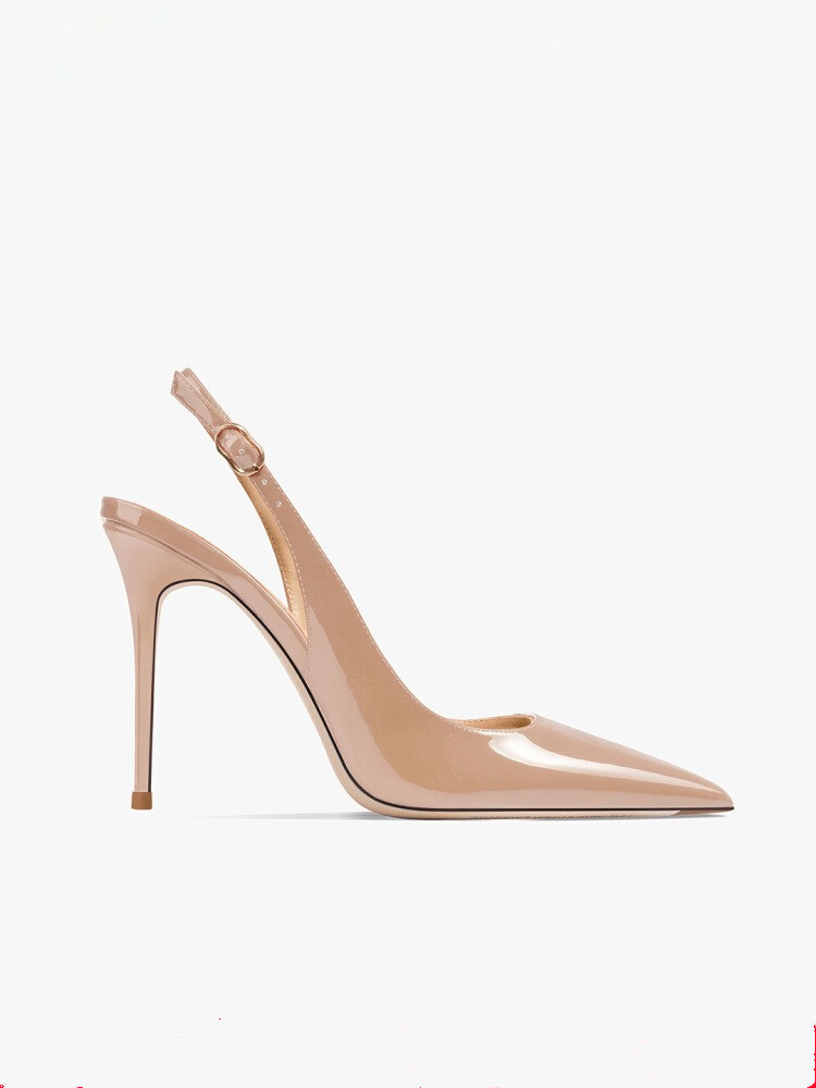Nude Soft Leather Hollow Female Ankle-strap High Heels foto 4