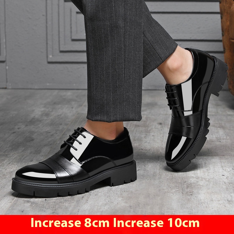 Height Increasing Insole 10cm Men's Business Formal Wear Paint Bright Leather 8cm Platform Height Increasing Shoes foto 4