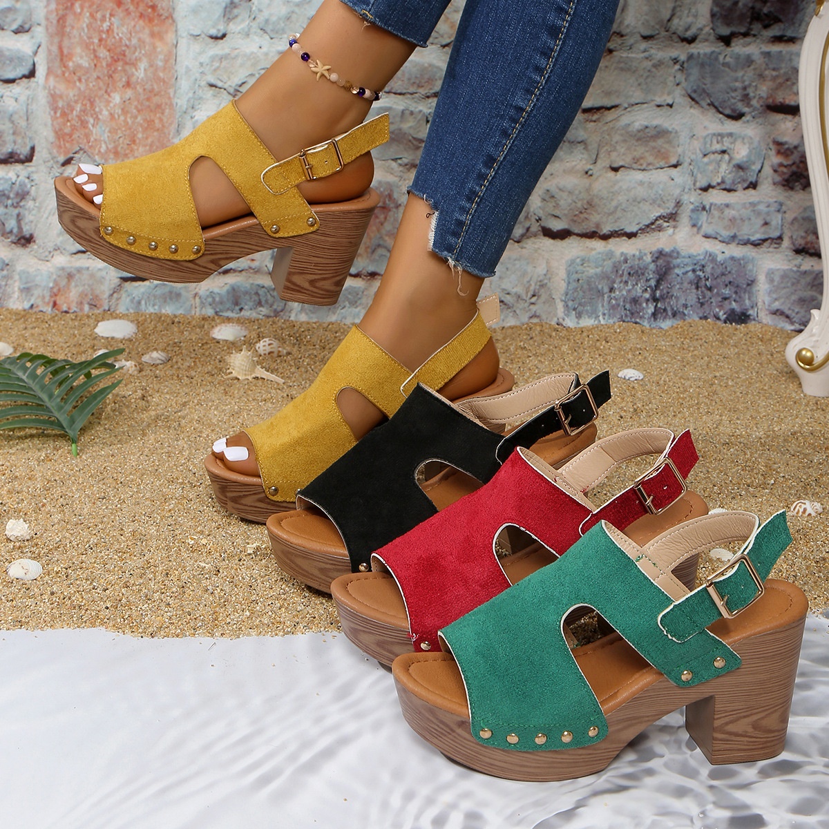 Plus-size Chunky-heel High-heeled Sandals For Women Versatile And Comfortable foto 4
