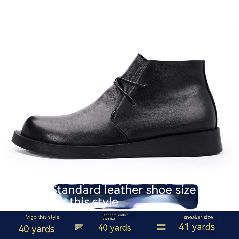 Martin Shoes Lace-up Leather Thick Bottom Soft Bottom Mid-top Men's Boots foto 2