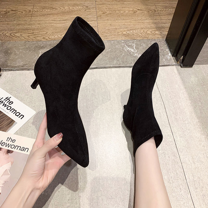 Womens Spring Autumn Stiletto Mid-Calf Boots foto 4