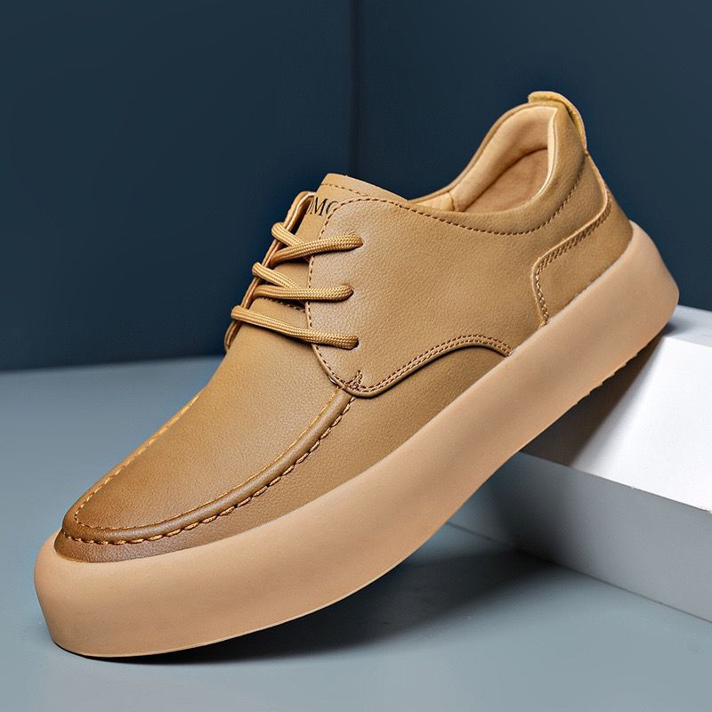 Casual Shoes Fashion Lace-up Shoes Lightweight Platform Leather Breathable Leather Shoes