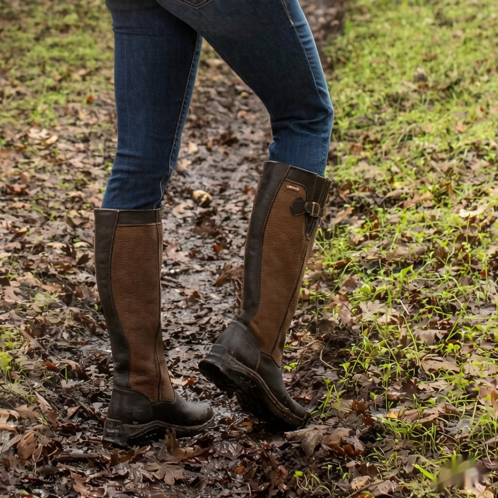 Leather Boots With A Round Toe Thick Sole And Belt Bucklewaterproof foto 5