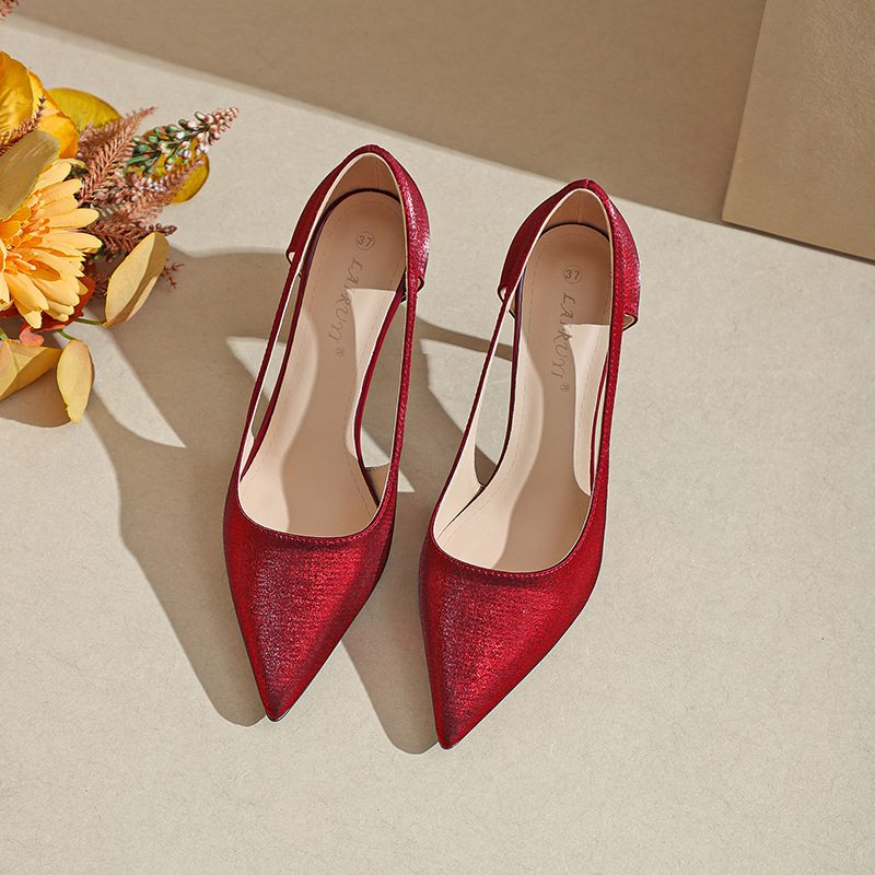 Pointed-toe Solid-color High Heels For Women, Stiletto Heels, New Hollow-out Low-cut Design