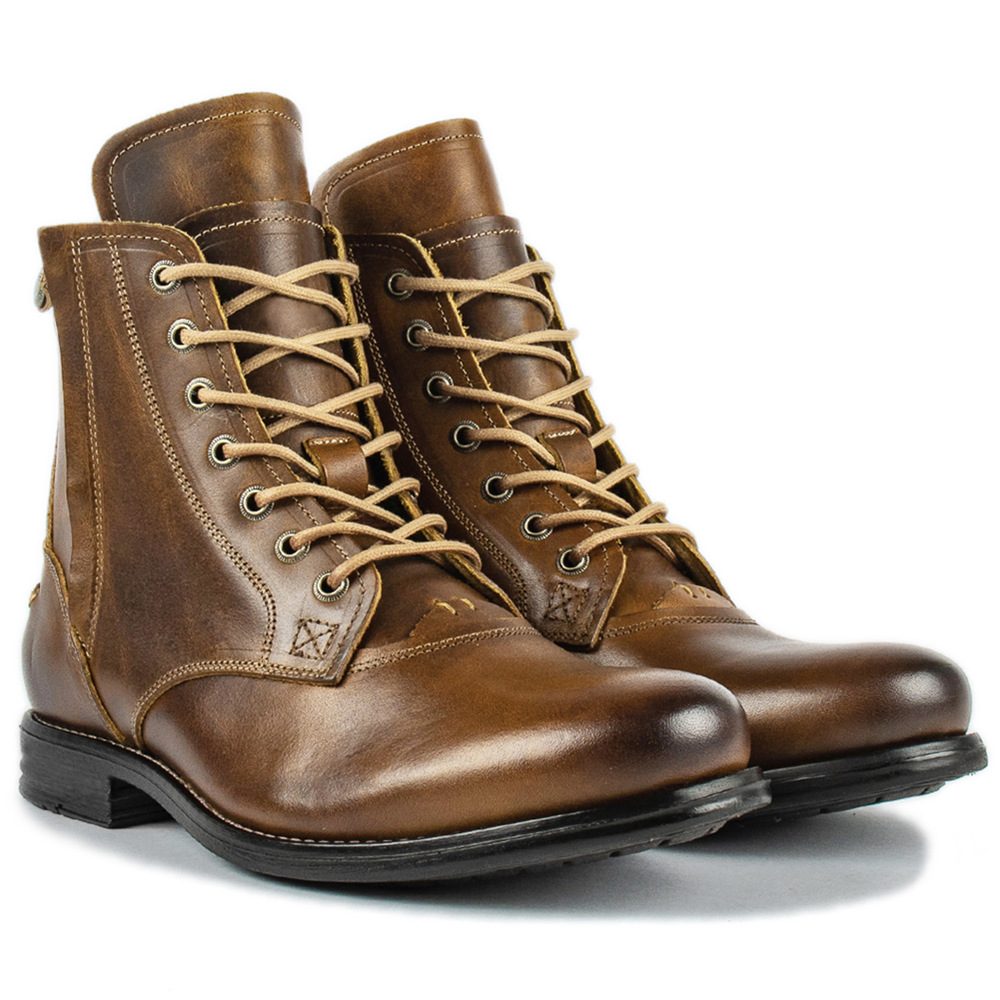 Knight Series Two-tone Side Zipper Leather Boots foto 4